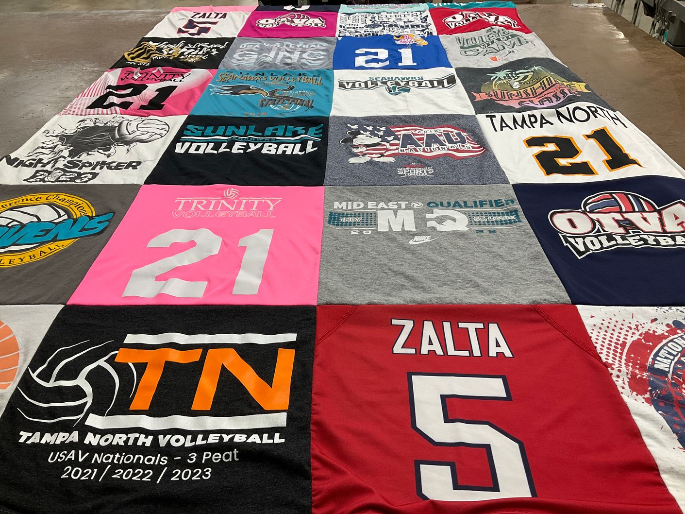 T-shirt quilt featuring tampa north volleyball by Erin from FL