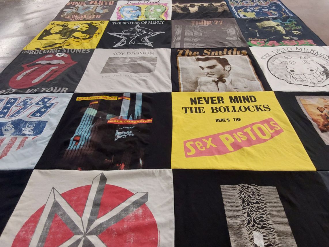 T-shirt quilt with music, concerts themes by David from OH