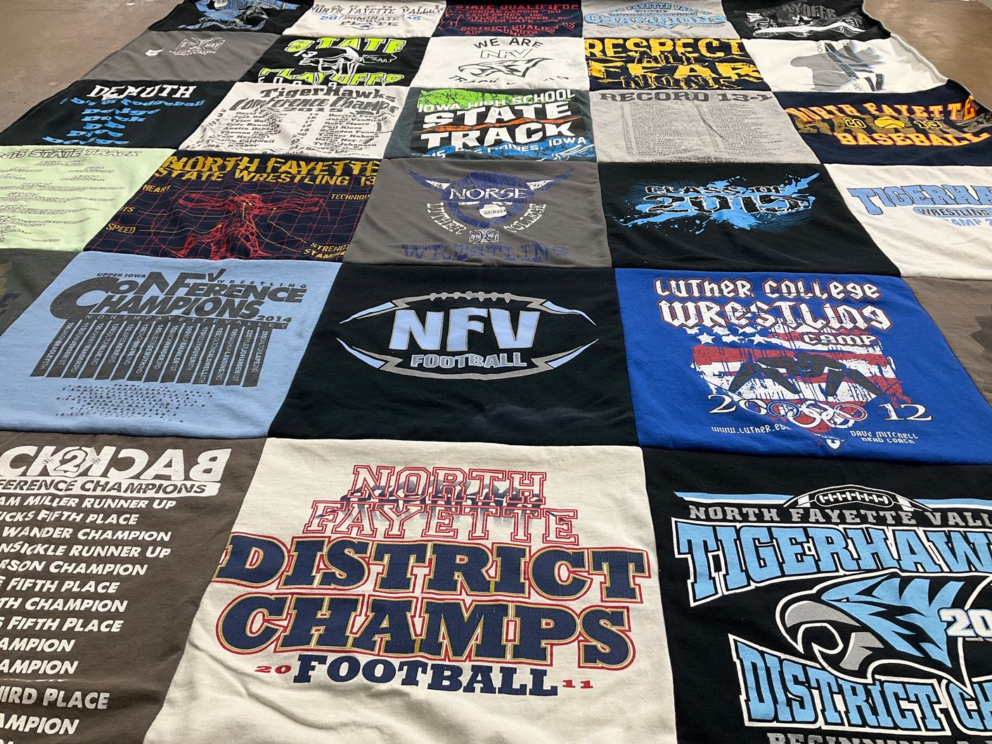 T-shirt quilt featuring north fayette valley football by Karen from IA