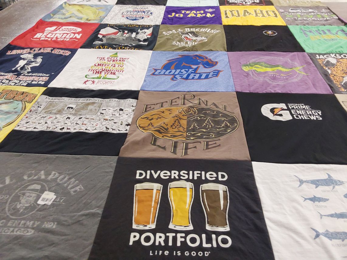T-shirt quilt from lewis clark state college, boise state university by Rusty from MS