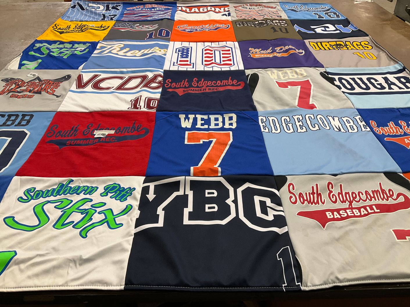 T-shirt quilt featuring south edgecombe baseball, southern pitt baseball by Amy from NC