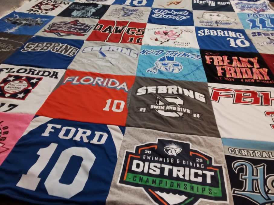 T-shirt quilt featuring sebrian swim and dive team by Sarah from FL