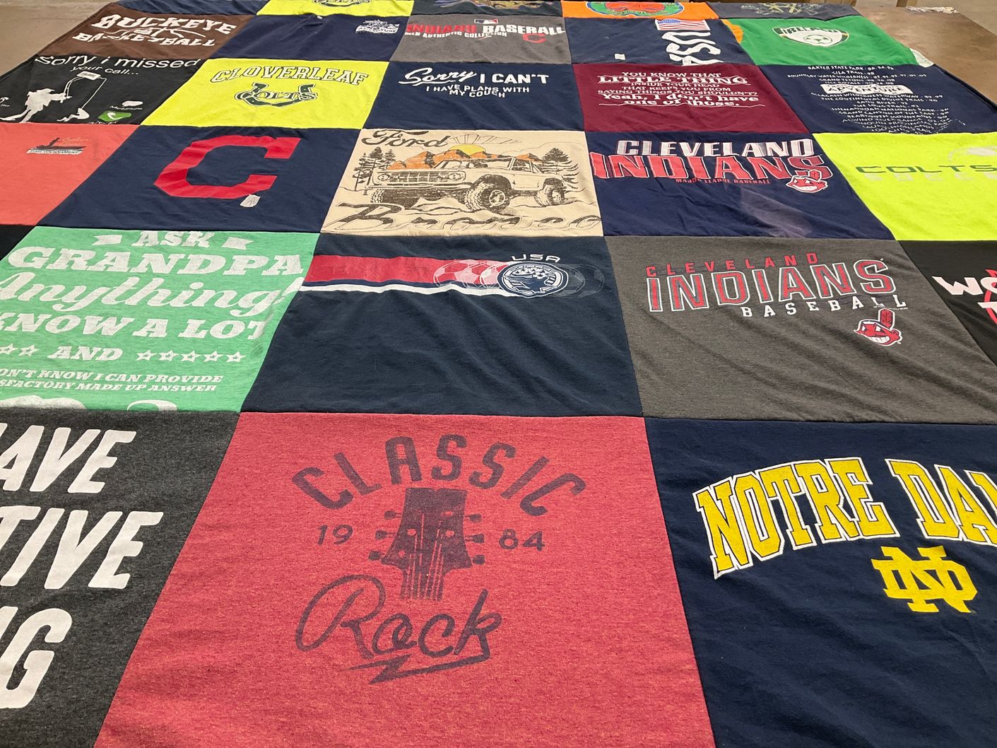 T-shirt quilt featuring cleveland indians baseball by Sandra from OH