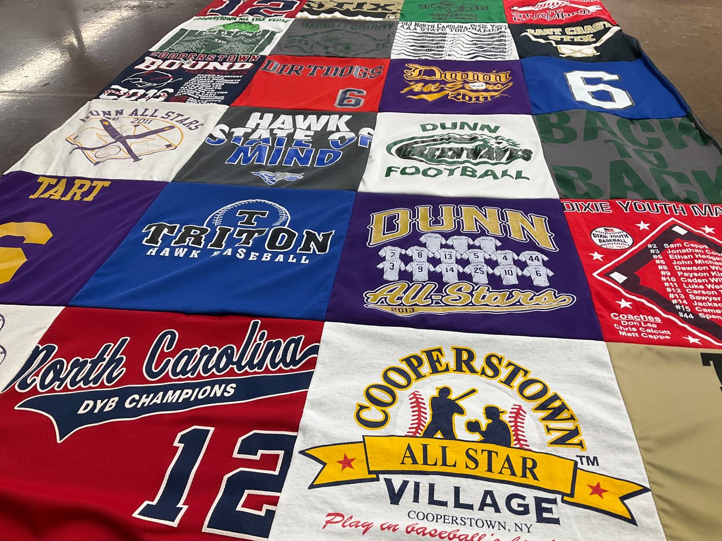 T-shirt quilt featuring dunn all stars by Lesia from NC