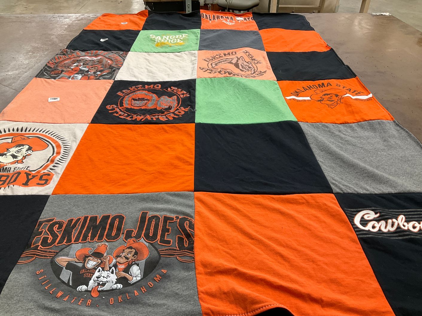T-shirt quilt from oklahoma state university by Zailette from OK