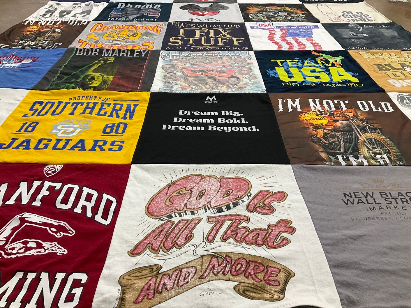 T-shirt quilt featuring southern university jaguars by Mildred from TX