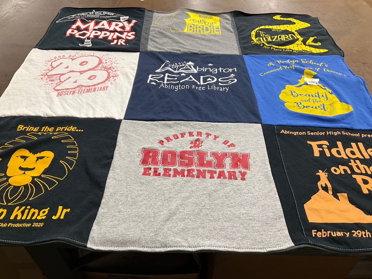 T-shirt quilt from roslyn elementary school, abington senior high school by Kaitlin from PA