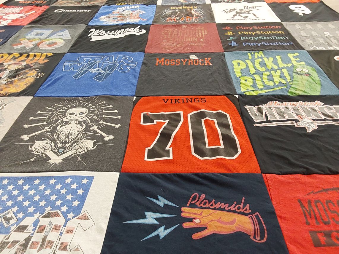 T-shirt quilt featuring mossyrock vikings by Breta from WA