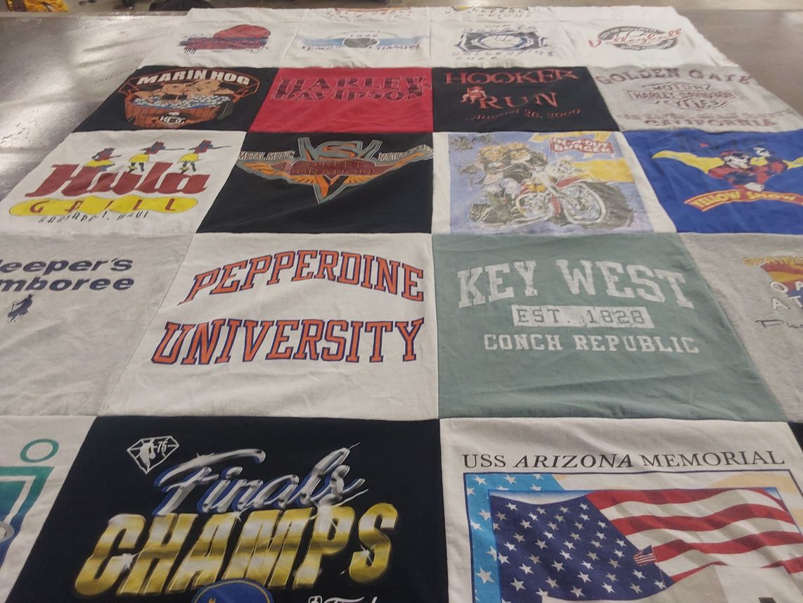 T-shirt quilt from pepperdine university by Frank from CA