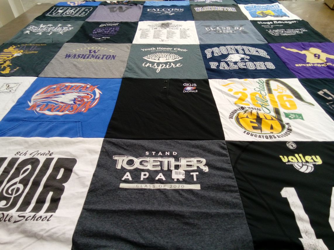 T-shirt quilt from graham kapowsin high school, valley middle school by Carrie from WA