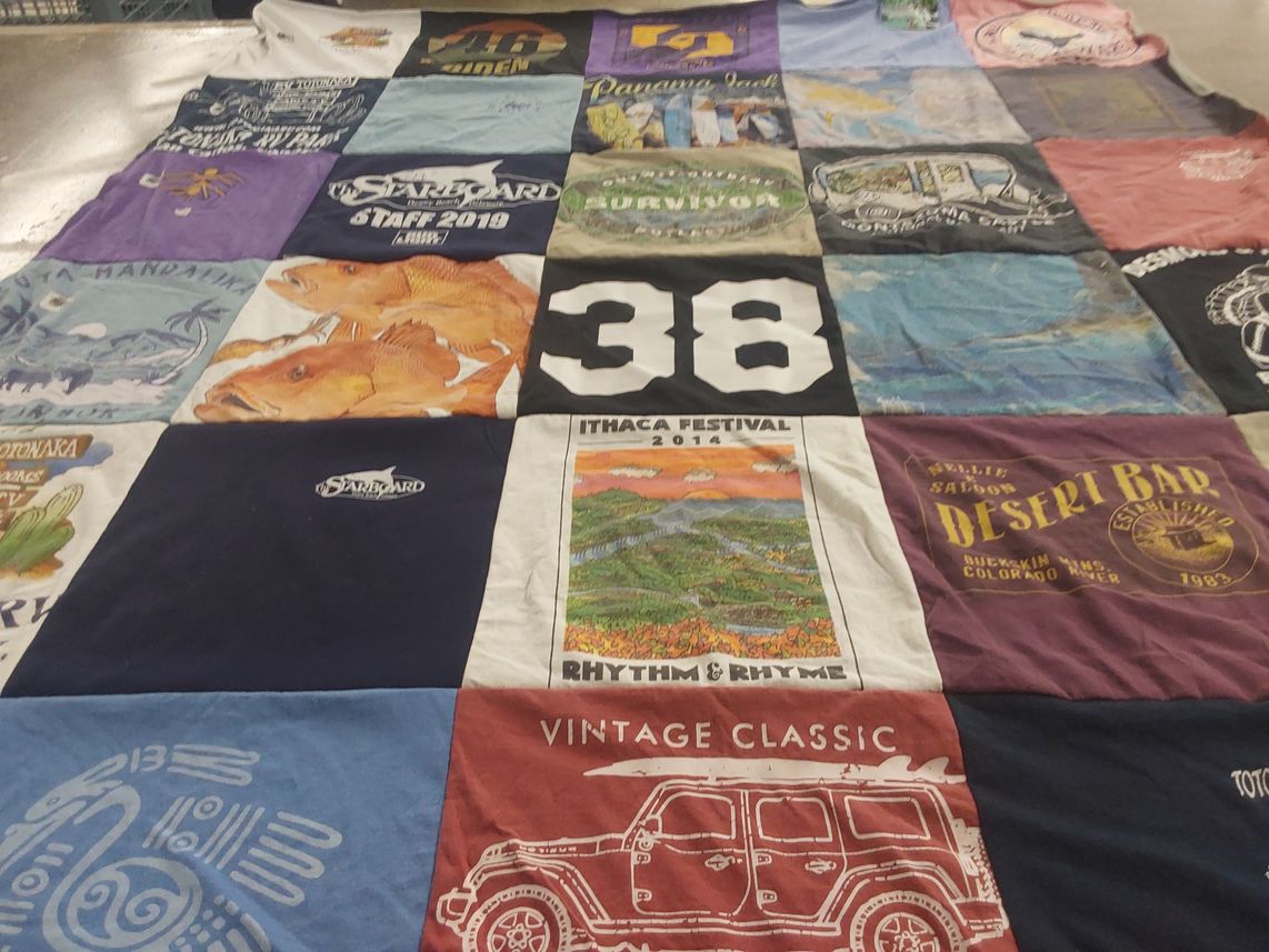 T-shirt quilt from ithaca college by Judy from DE