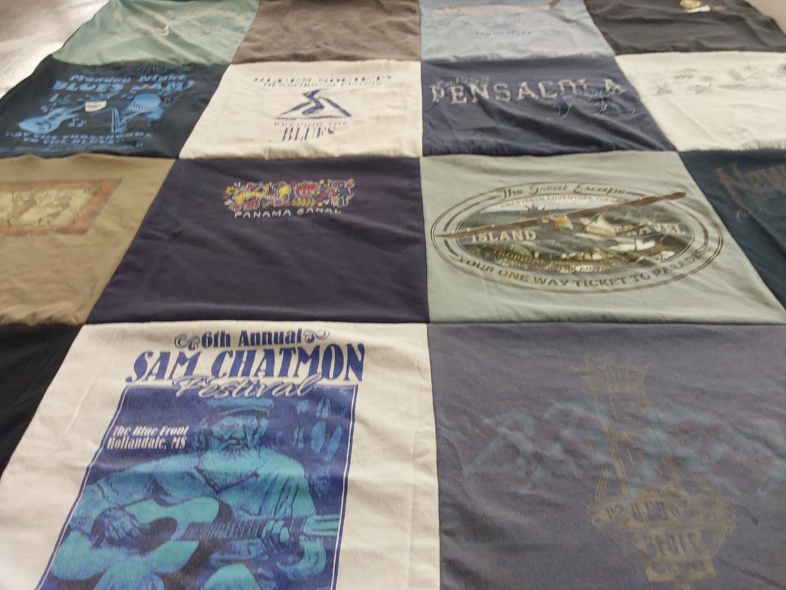 T-shirt quilt with music, festivals themes by Erin from FL