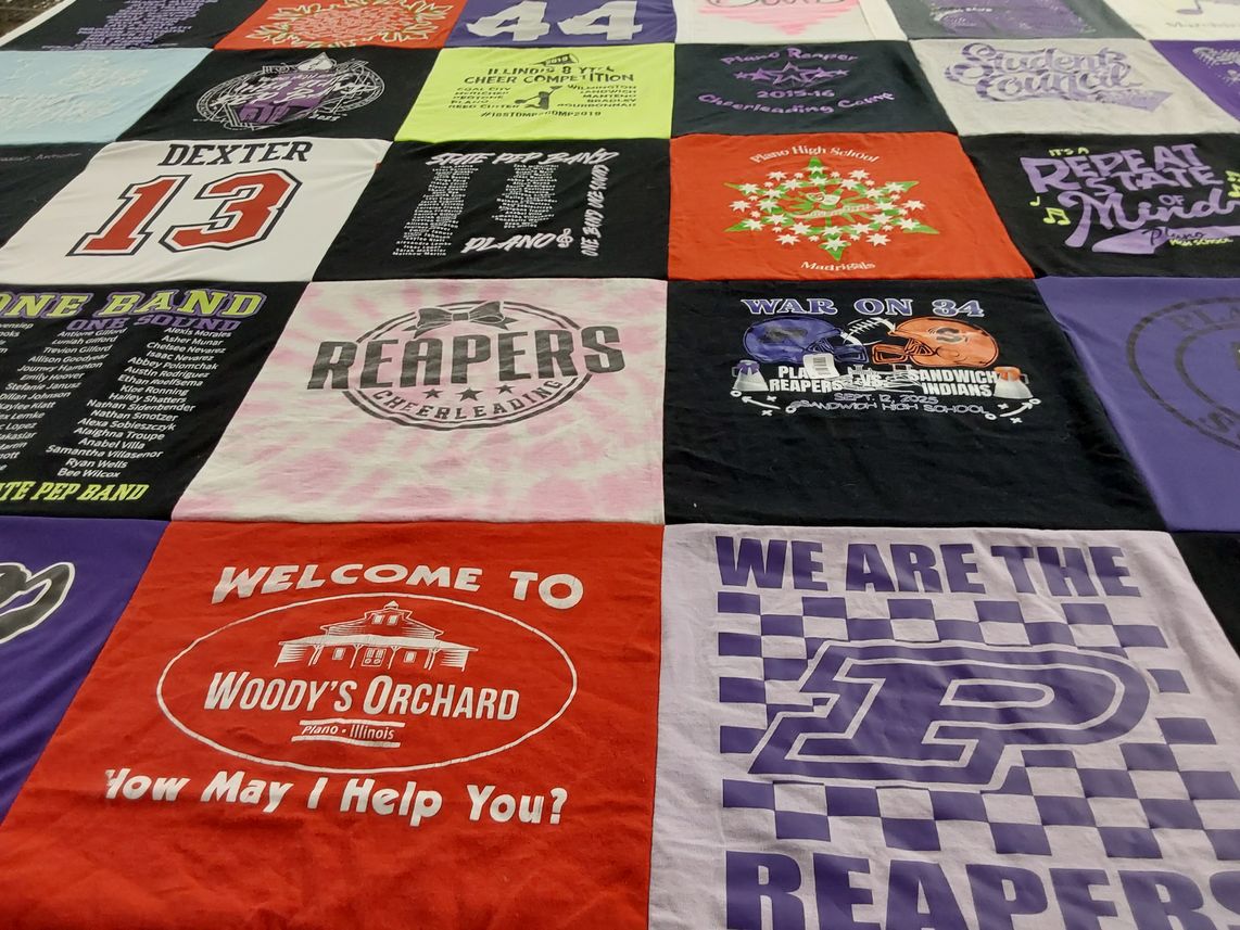 T-shirt quilt featuring piano reapers by Margaret from IL