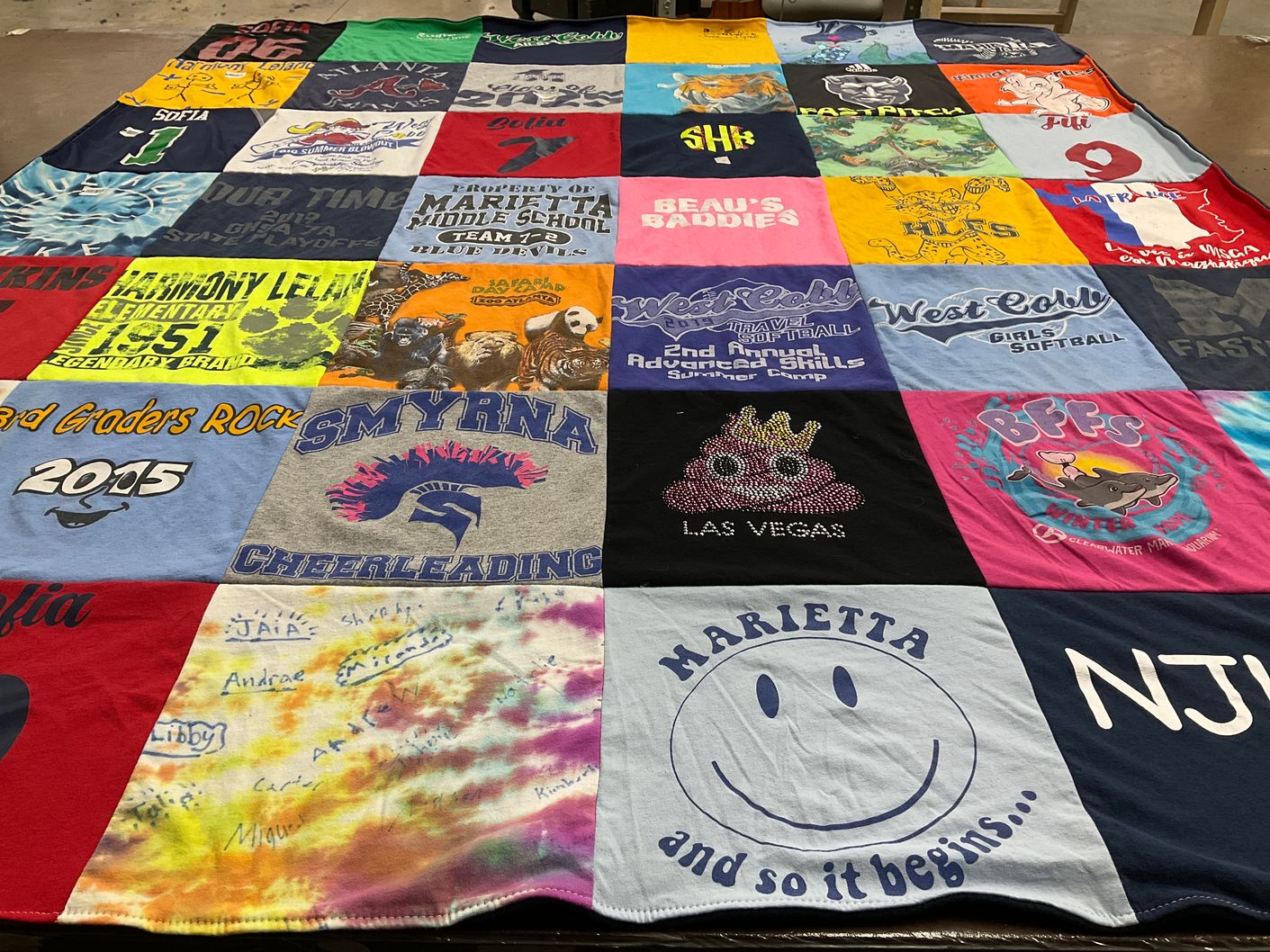 T-shirt quilt featuring smyrna cheerleading by Sarah from GA