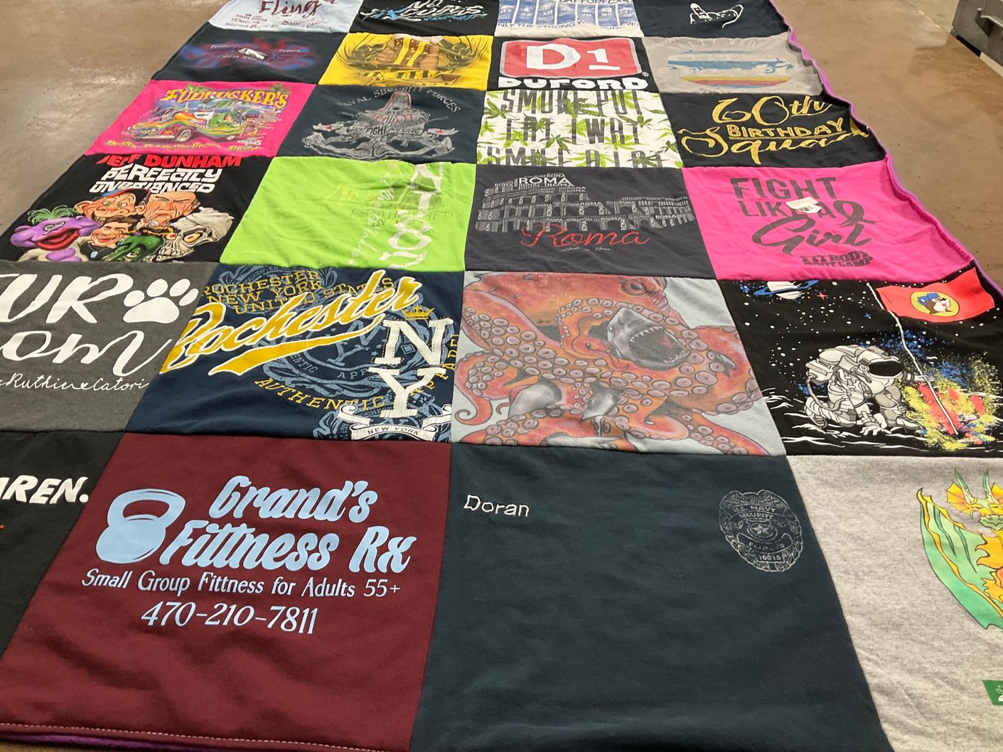 T-shirt quilt from rochester university by Janice from GA