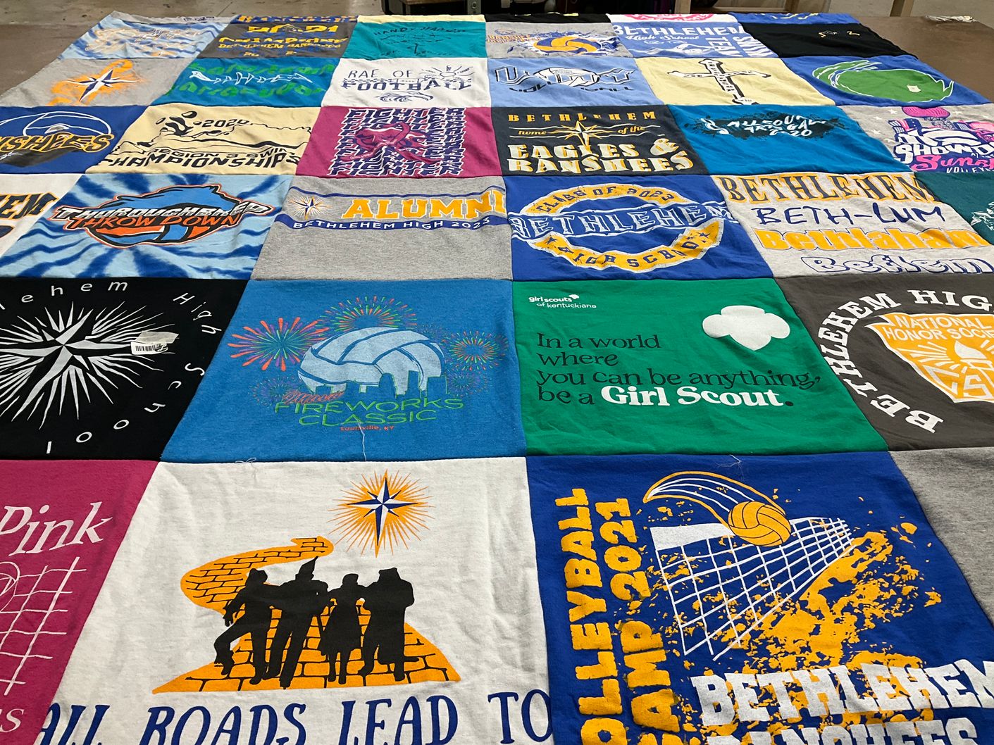T-shirt quilt featuring bethlehem eagles, bethlehem banshees by Stacie from KY