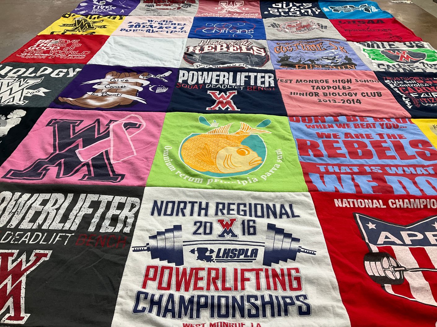 T-shirt quilt from west monroe high school by Hannah from LA