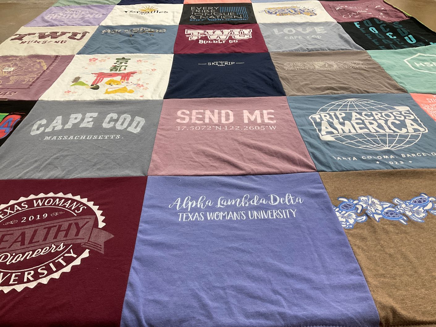 T-shirt quilt from texas woman's university by Zach from TX