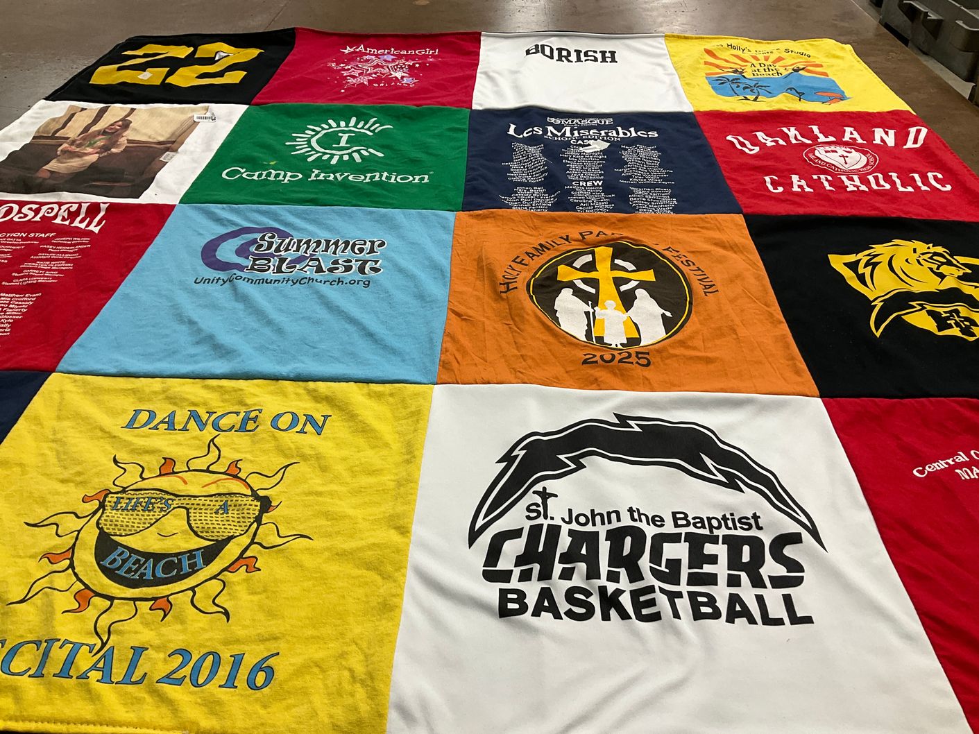 T-shirt quilt featuring chargers basketball by Amanda from PA