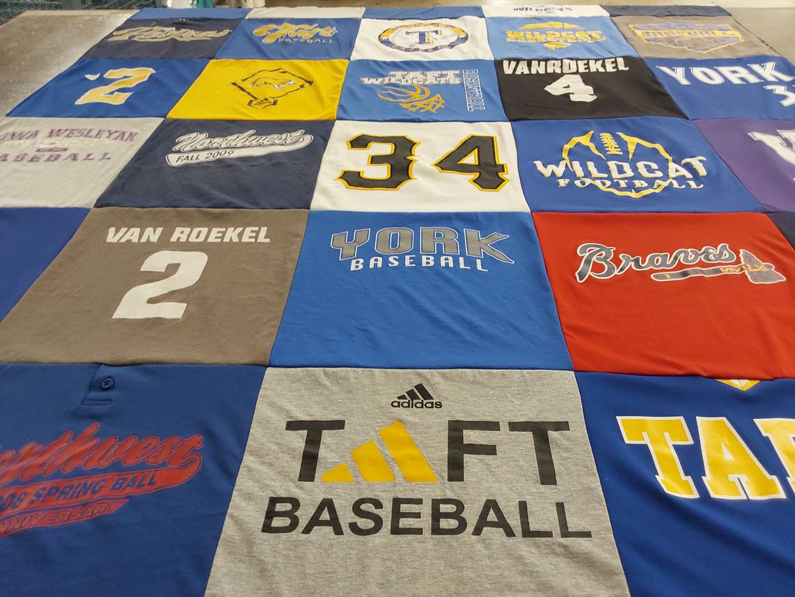 T-shirt quilt featuring braves baseball, wildcat football by Jackson from IA