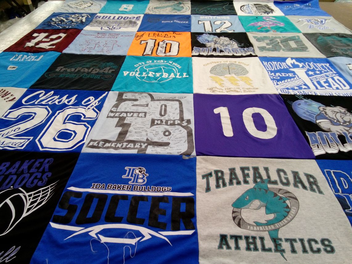 T-shirt quilt featuring ida baker bulldogs by Dinora from FL