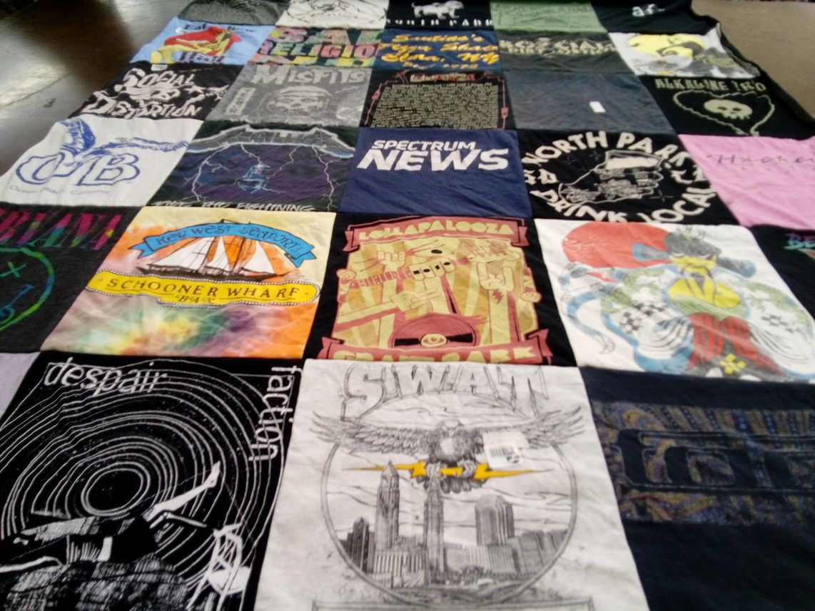 T-shirt quilt with music, concerts themes by Kaitlyn from NY