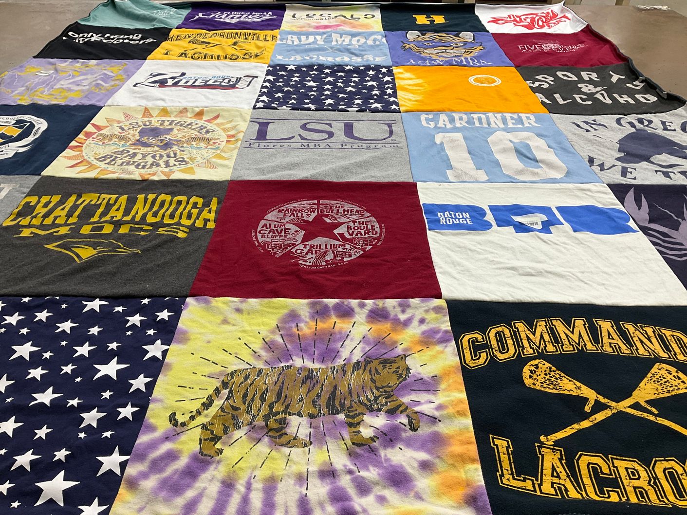 T-shirt quilt from louisiana state university, chattanooga state community college by Sarah from LA