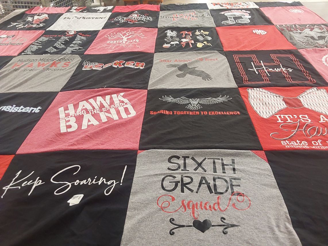 T-shirt quilt from hudson middle school by Heather from TX