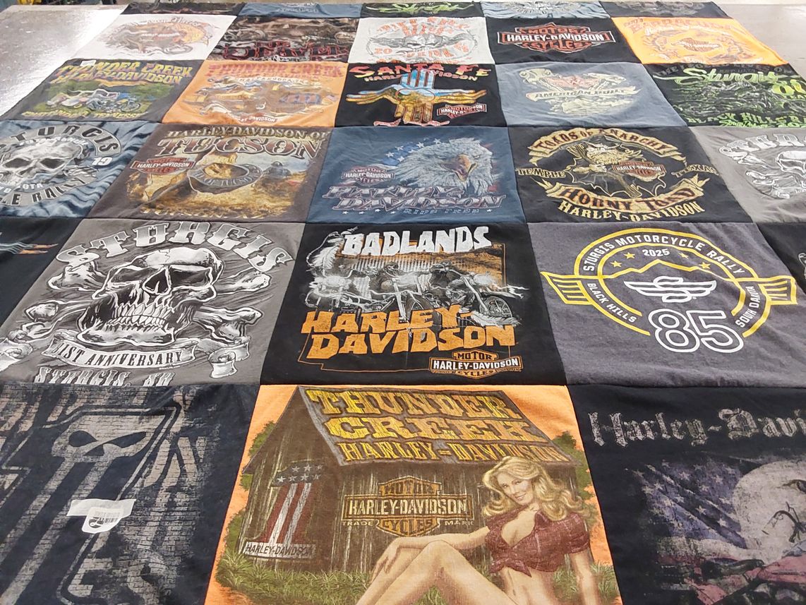 T-shirt quilt with motorcycles themes by Jeff from TN