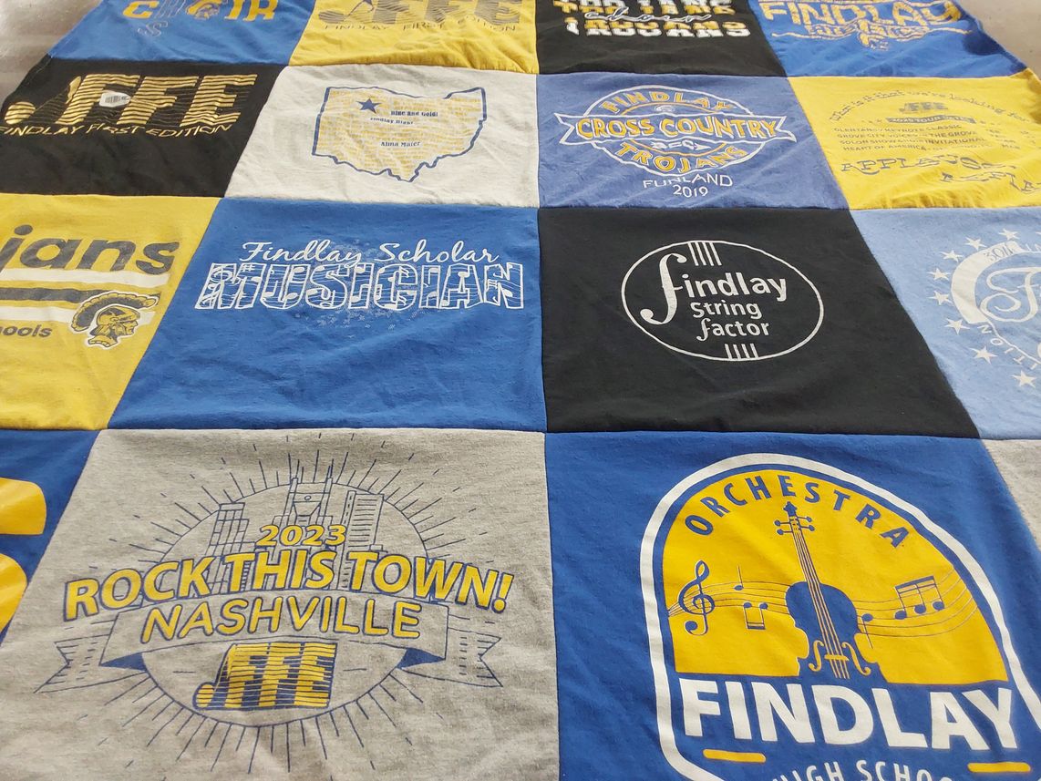 T-shirt quilt featuring findlay trojans by Jennifer from OH