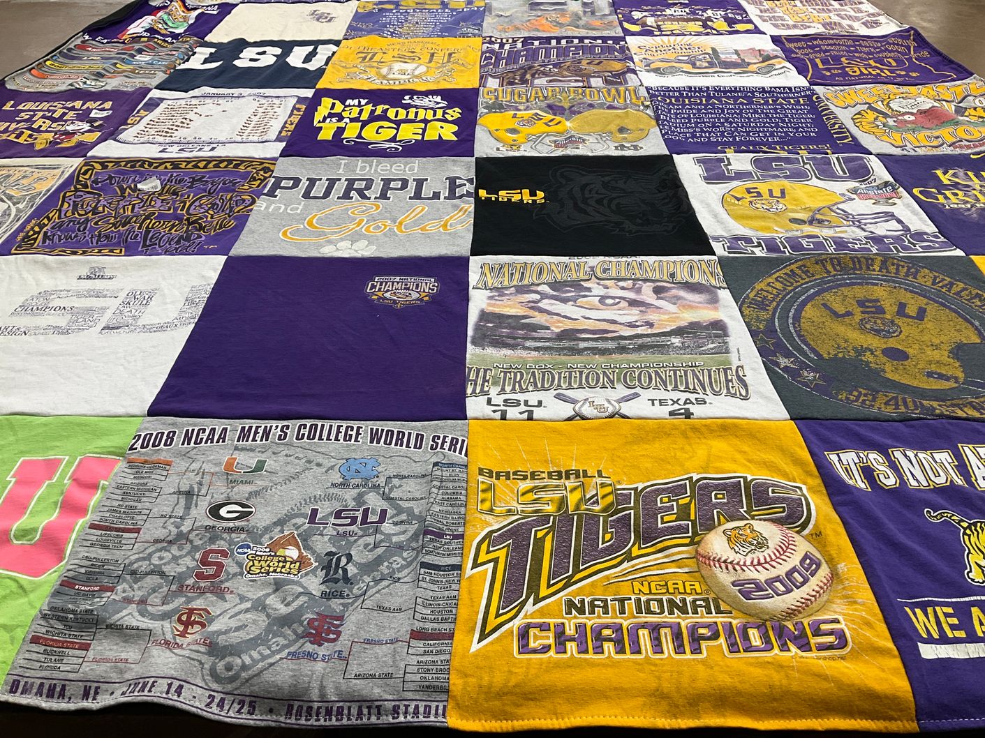 T-shirt quilt featuring louisiana state university tigers by Brittany from TX