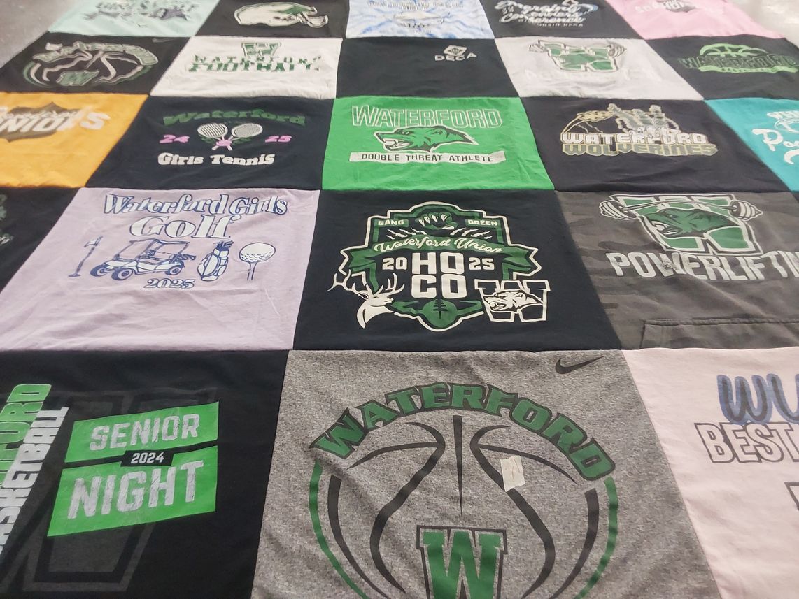 T-shirt quilt featuring waterford wolverines by Sydnee from WI