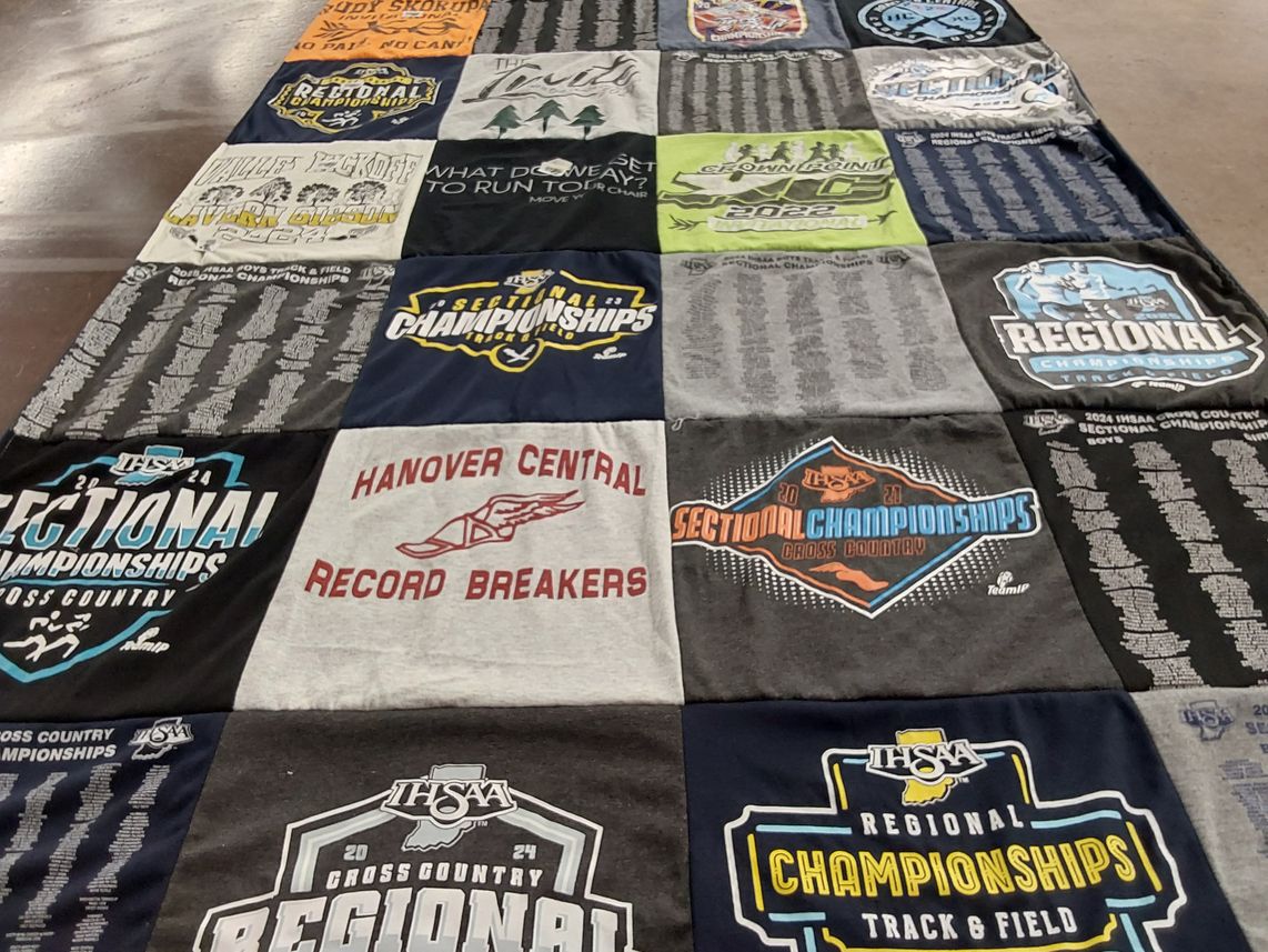 T-shirt quilt from hanover central high school by Ann from IN