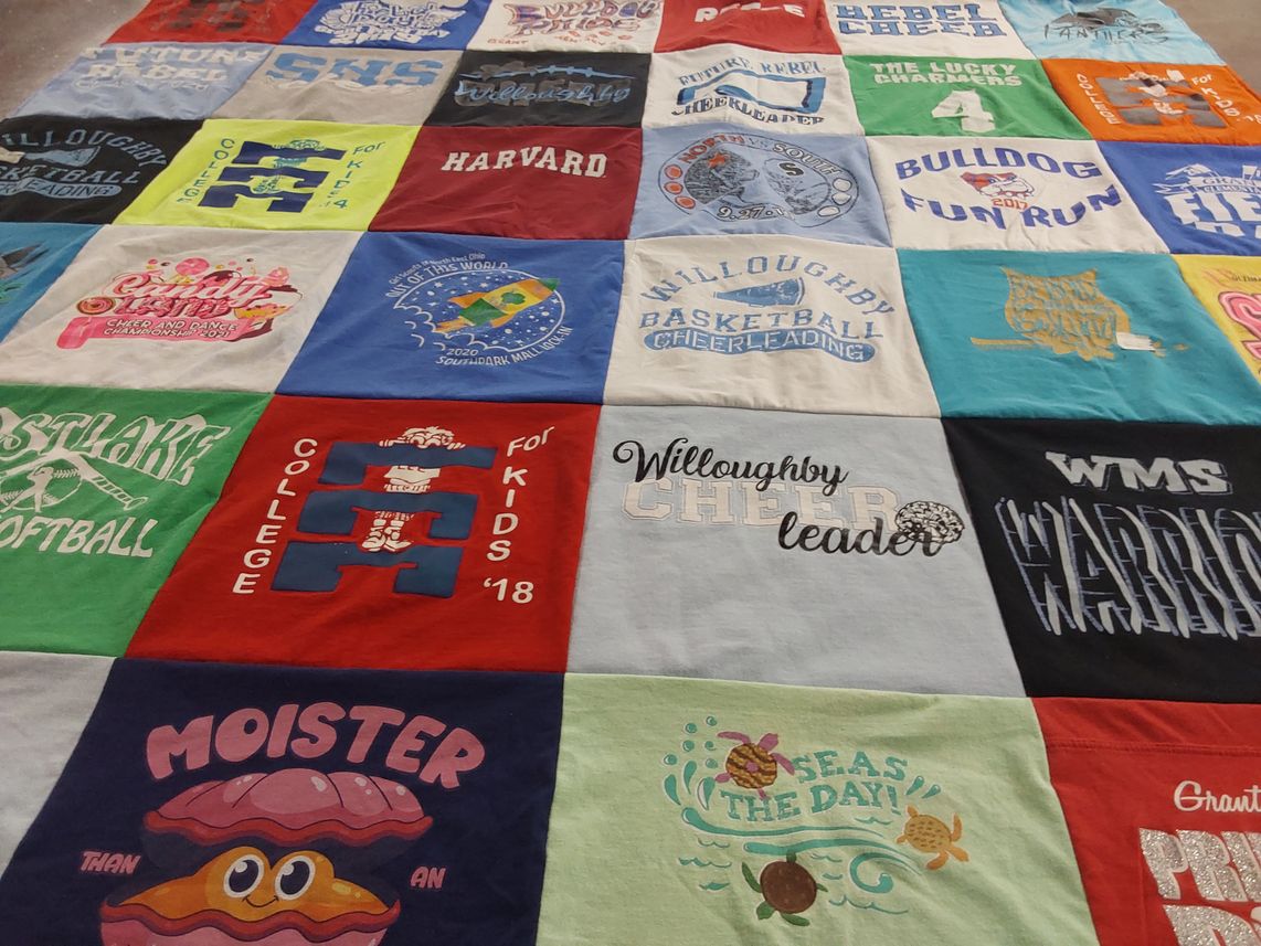 T-shirt quilt featuring willoughby cheerleading, westlake football by Stacy from OH