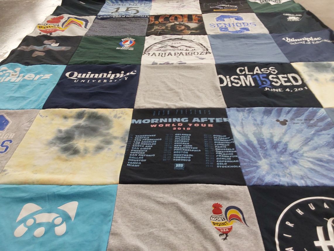 T-shirt quilt from quinnipiac university by Melanie from VA