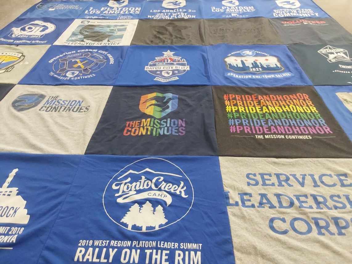 T-shirt quilt with community service themes by Patrick from CA