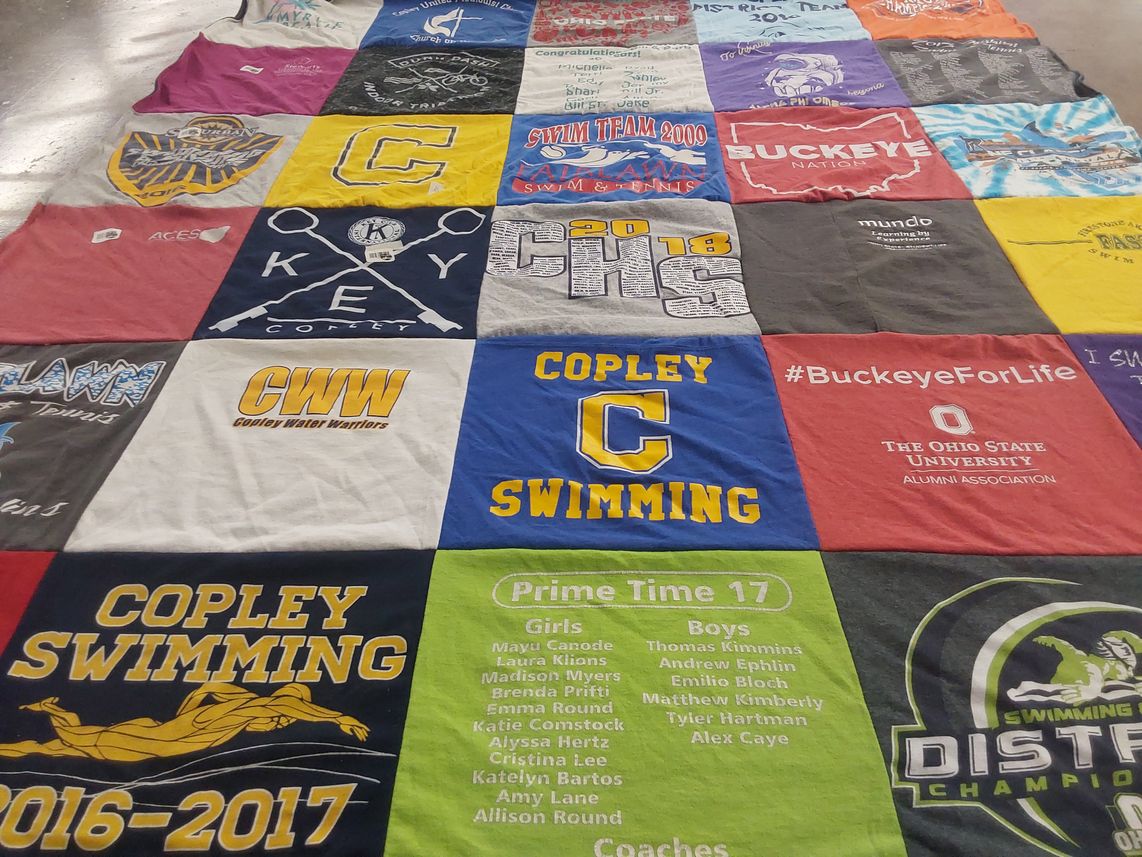 T-shirt quilt featuring copley swimming by Allison from RI