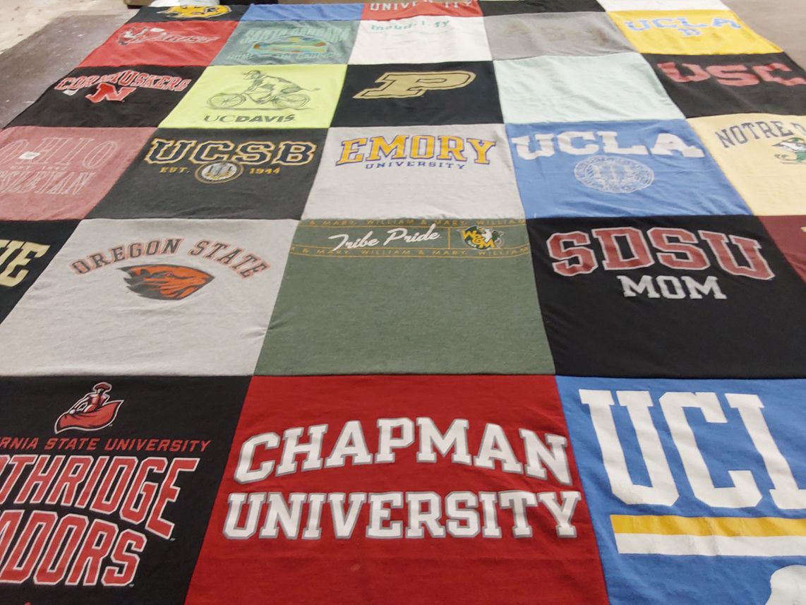 T-shirt quilt from university of california, santa barbara, emory university by Cyndy from CA