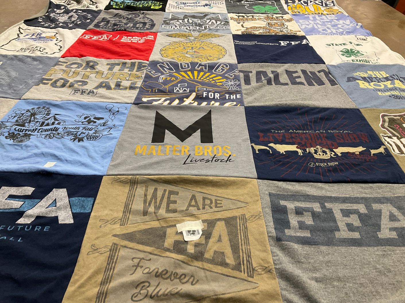 T-shirt quilt with agriculture, livestock themes by Cortney from MO