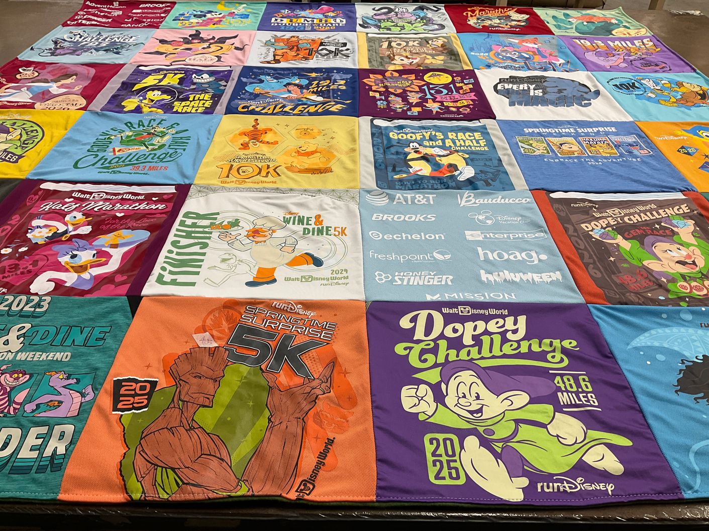T-shirt quilt with running, disney themes by Tiffany from FL