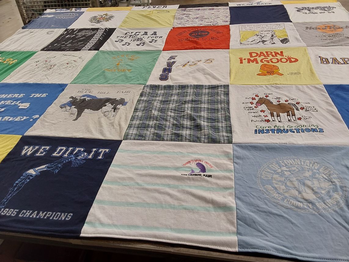 T-shirt quilt from harvard university by Martha from ME