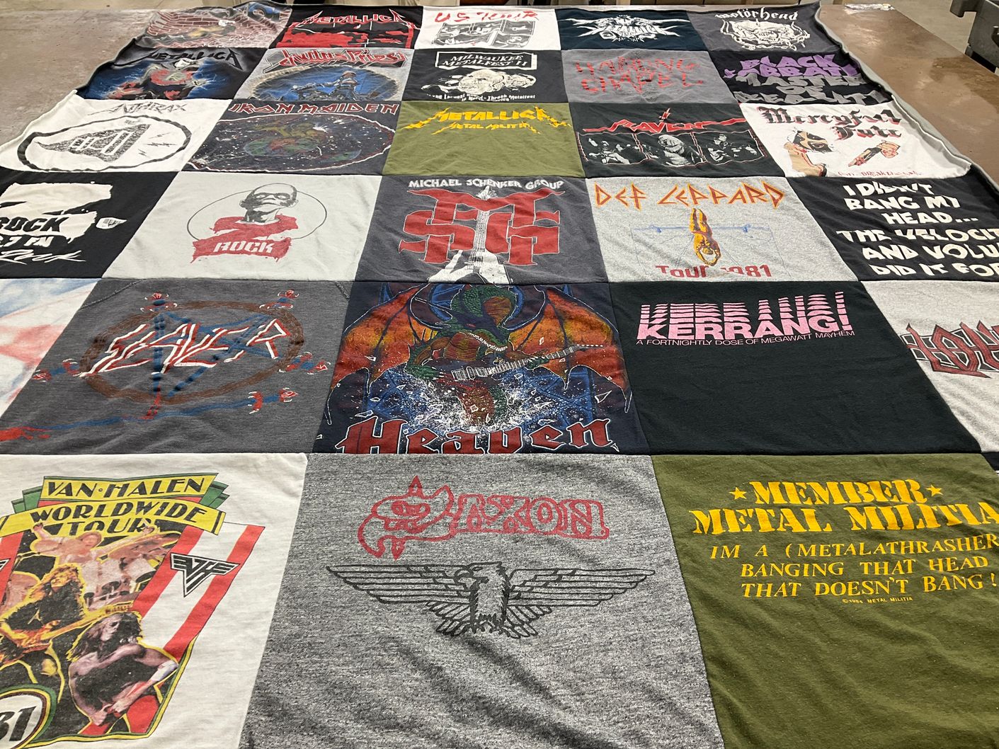 T-shirt quilt with music, rock music themes by John from GA