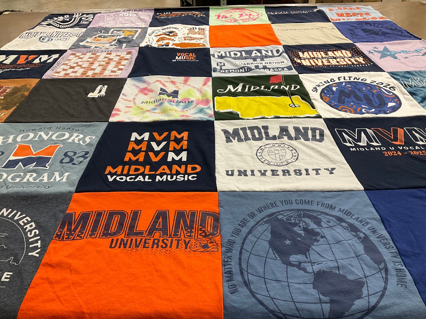 T-shirt quilt from midland university by Elizabeth from KS