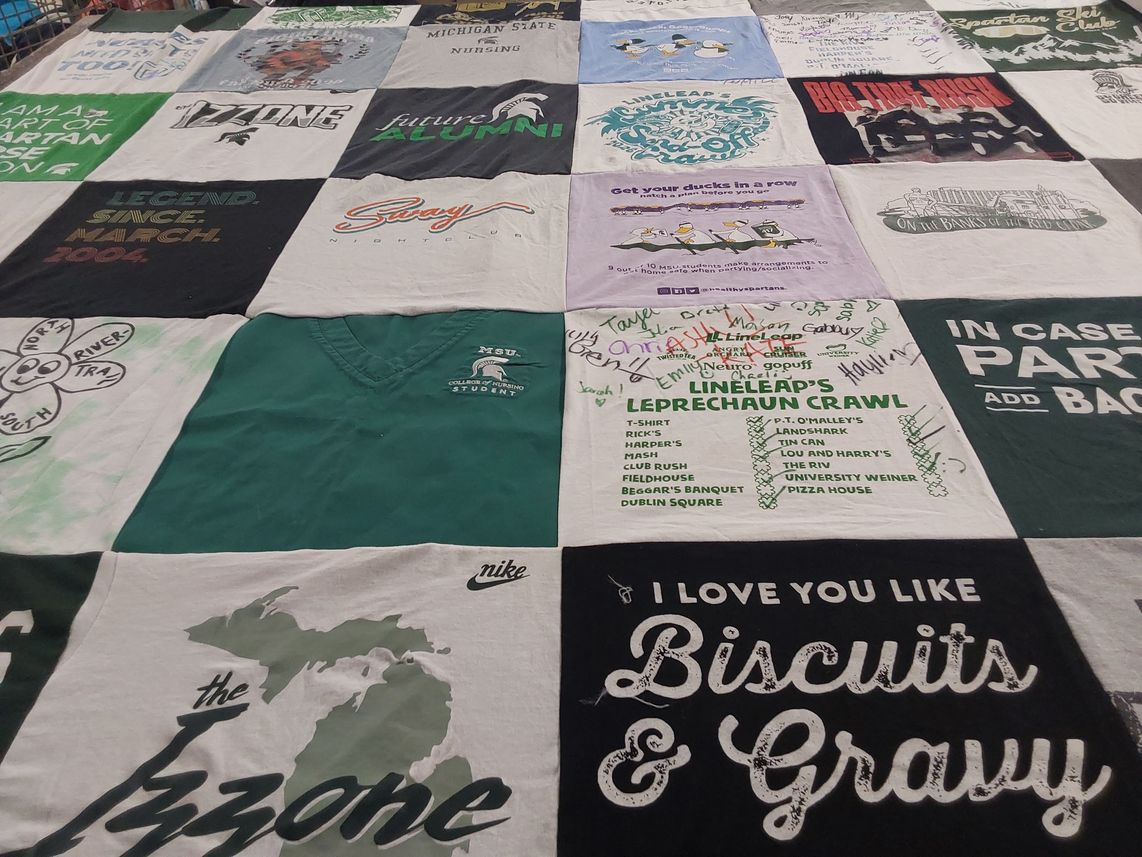 T-shirt quilt featuring michigan state university by Jennifer from MI