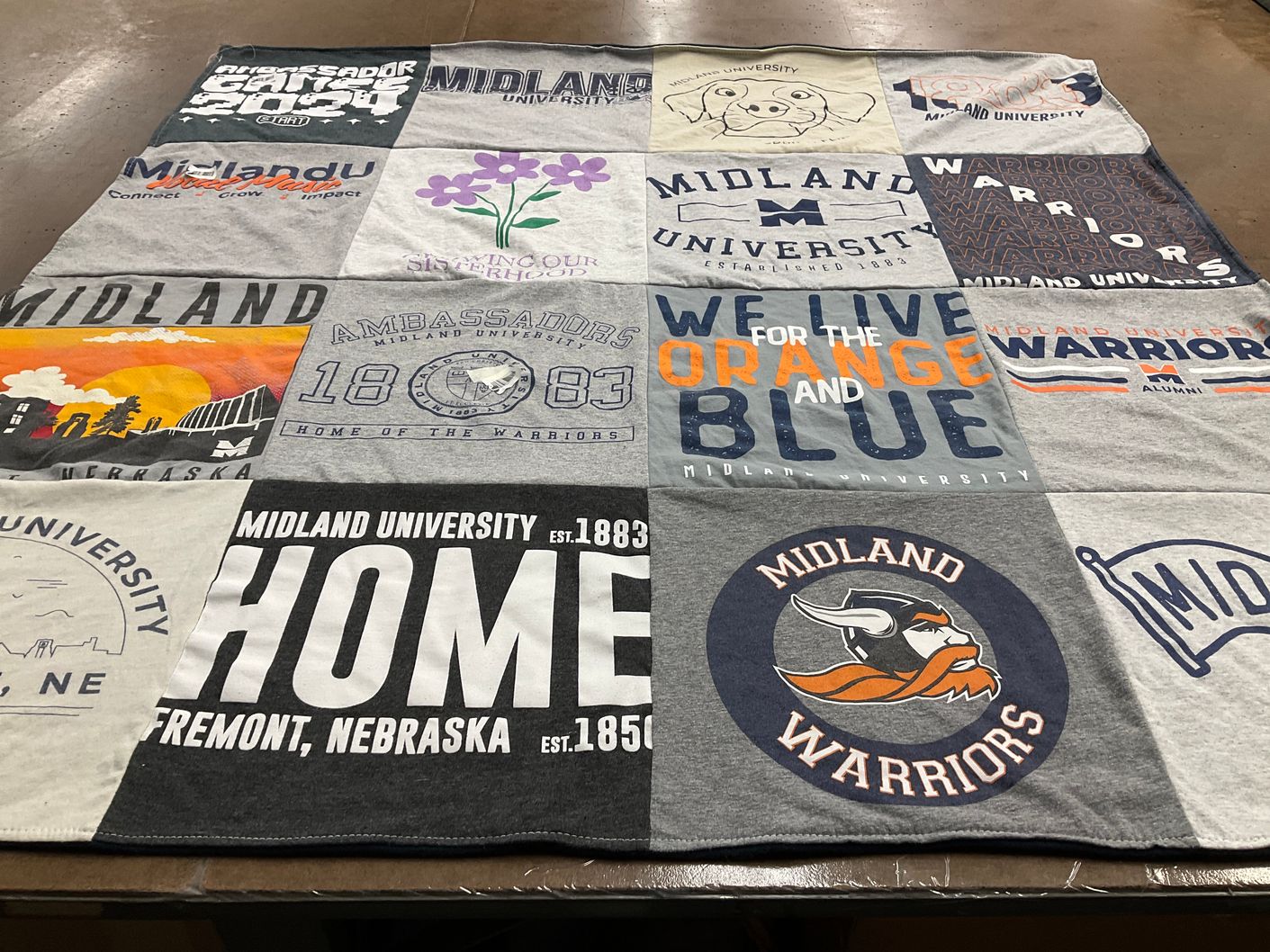 T-shirt quilt featuring midland university warriors by Elizabeth from KS
