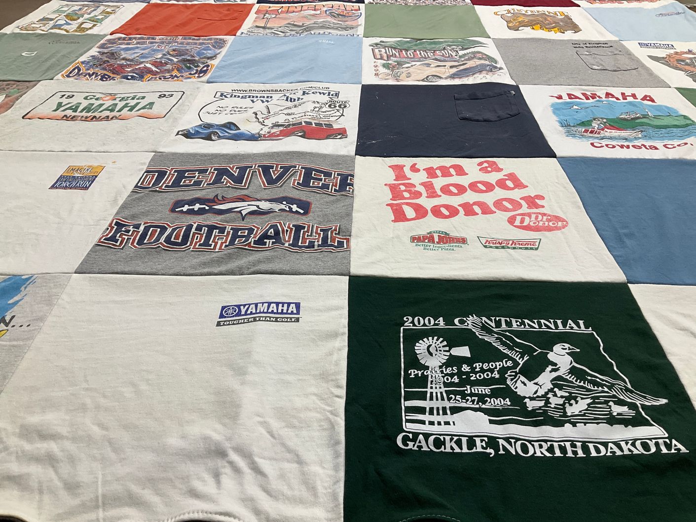 T-shirt quilt featuring denver broncos football by Kara from OR
