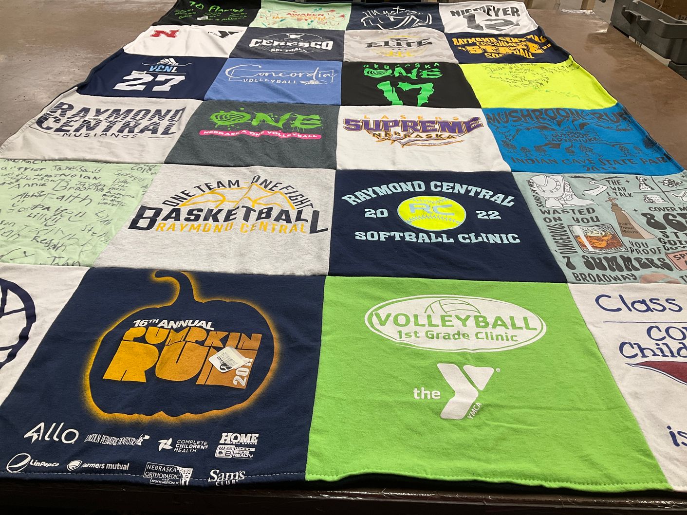 T-shirt quilt featuring raymond central softball by Megan from NE