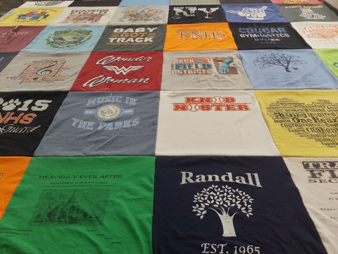 T-shirt quilt featuring knob noster high school, new york university by Dana from CA