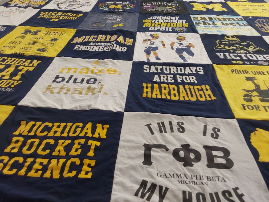 T-shirt quilt featuring university of michigan football by Emily from CA