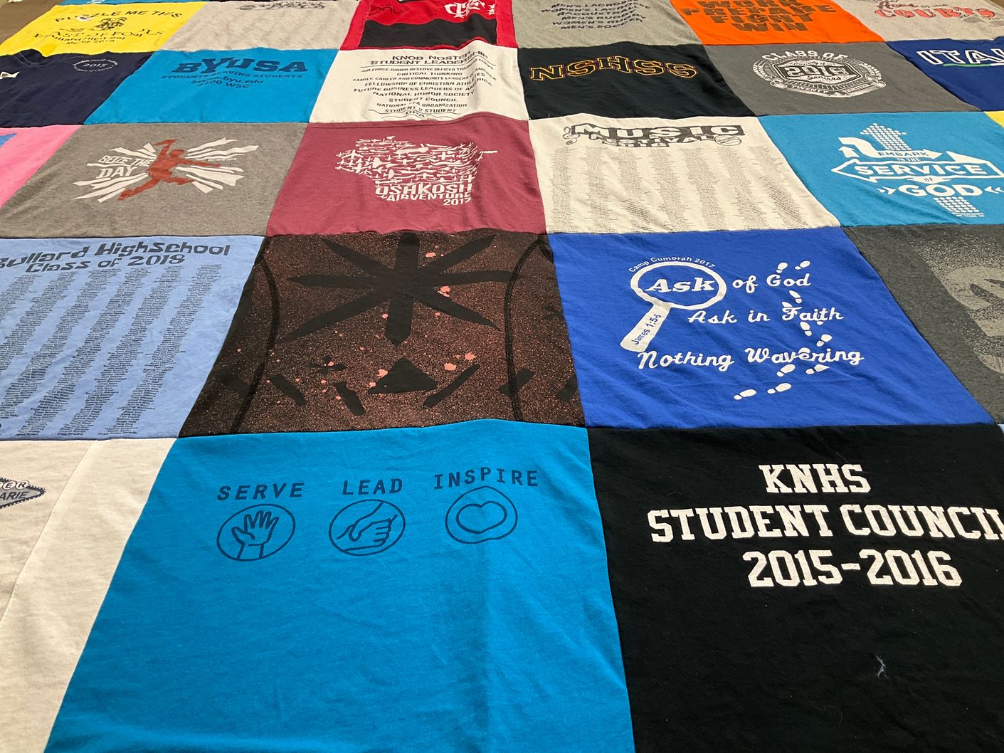 T-shirt quilt from bullard high school, knoll high school by Dana from CA
